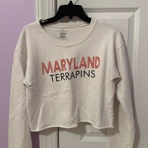 White long sleeve “Maryland Terrapins” crop top